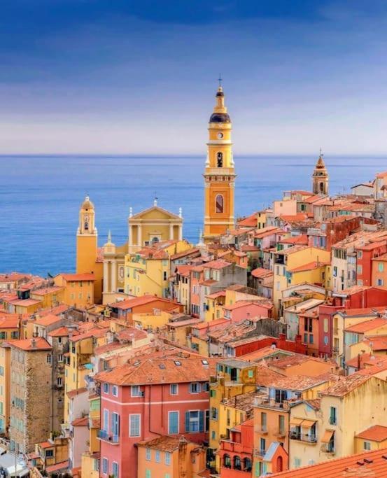 Le Garavan-Vue Mer-Plage-Clim-Terrasse Menton Kültér fotó